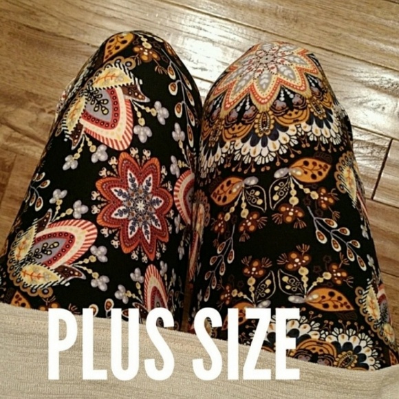 $8 SALE - BROWN MULTI COLORED  PLUS LEGGINGS - Picture 6 of 7